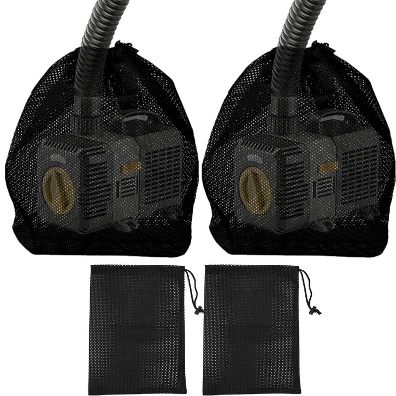 DSHE Pond Pump Mesh Bag 2 Packs 12.2"x 15.9" Pump Barrier Bag with Drawstring, Black Swimming Pool Bags for Pond Biofilters, Aquarium Filtration (12.2"x 15.9") - Image 1